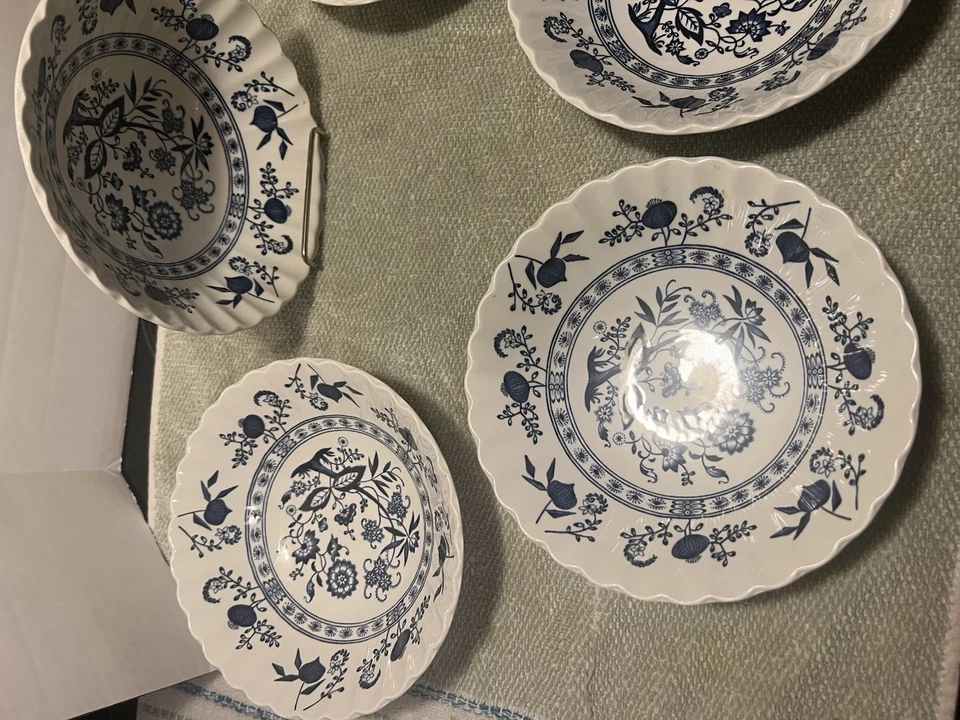 Set of 5 ~ Blue Nordic Cereal Bowls-J & G Meakin England-Classic Vintage JG - Image 3 of 4