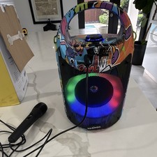 MASINGO Burletta C10 Karaoke Machine with 2 Microphones Graffiti Black Works