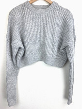 Urban Outfitters Sweater Size XS Grey Ribbed Cropped Long Sleeve