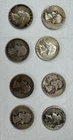 Lot of 8 VTG 90% Silver Washington Quarters (1935-1964)