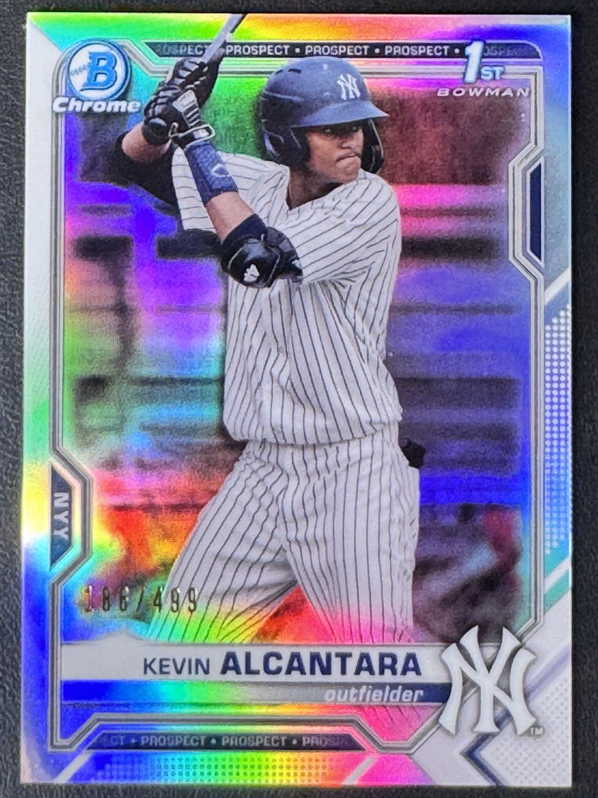 2021 Bowman Chrome Kevin Alcantara #BCP-97 Refractor SN:186/499 1st Bowman