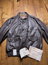 Vintage Cooper Type A-2 Flight Bomber Leather Jacket Mens 52L Goatskin Brown