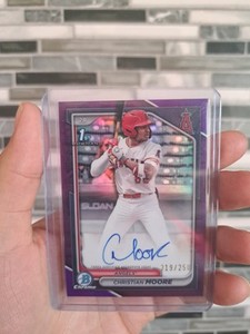 2024 Bowman Draft Chrome - Christian Moore 1st Purple Ref Auto 219/250 - Angels