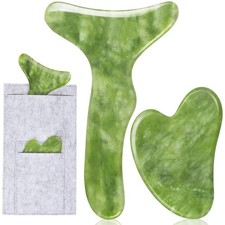 Jade Stone Gua Sha Massage Tool Set Larger Guasha Board with Handle Muscle Sc...