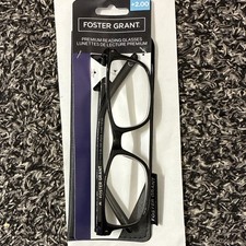 Foster Grant Cole Reading Glasses 2.00 Square Black Frame Clear Lens