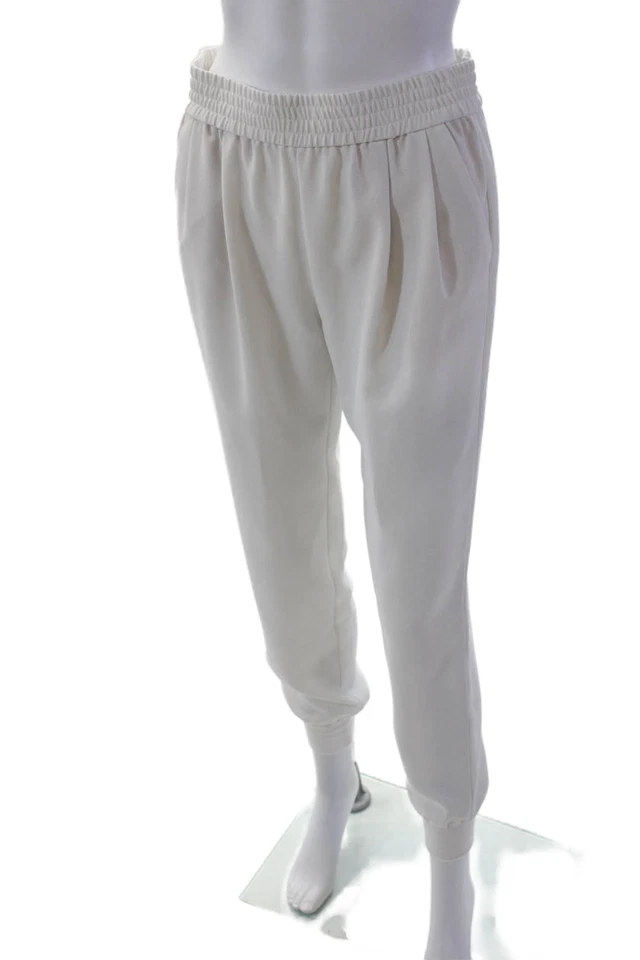 Calça Joie Feminina Cintura Plissada Bolso Perna Cônica Casual Branca Tamanho XS - Imagem 2 de 4