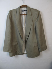 Zara Women's Beige Long Sleeve Open Blazer Coat Suit Jacket Size M