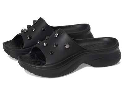 Crocs Womens Bae Slide Black Studded 10 Medium 10