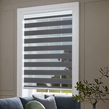 Cordless, Gray, Roller Shades Free-Stop Dual Layer Window Blinds - 55"x72"