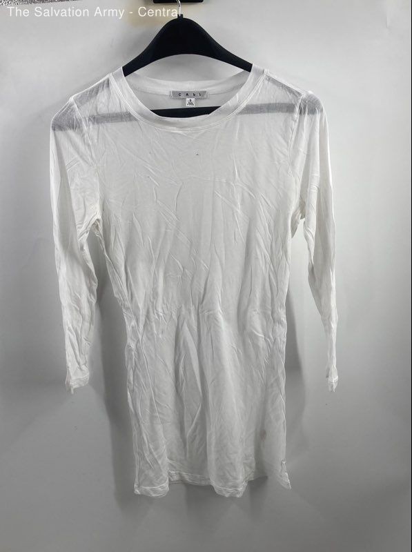 Cabi Womens White Crew Neck 3/4 Sleeve Pullover Tunic T-Shirt Size Small