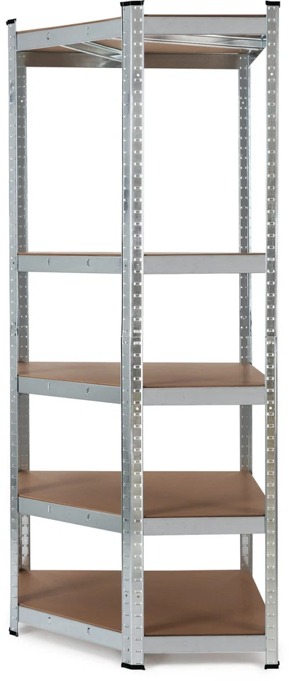 Scaffale ad Angolo Scaffalatura in Metallo Zincato con Mensole Ripani in Legno - Immagine 3 di 4