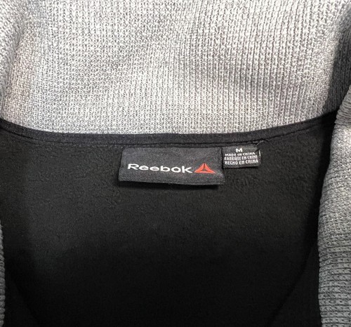 Men's Reebok Grey Black & Infared Thick Fleece 1/2 Knit Style Track Jacket Sz M - Picture 3 of 10