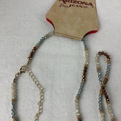 NWT 2 Arizona Jeans Necklaces Blue Stone Southwest Blue Copper AB Crystal Beads - Picture 5 of 9