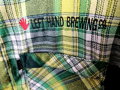 Left Hand Brewing Colorado Beer Flannel Shirt Plaid Men Medium Embroidered Logo