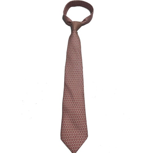 HERMES Red Patterned Silk Men's Tie 5400 OA pattern - Foto 1 di 9