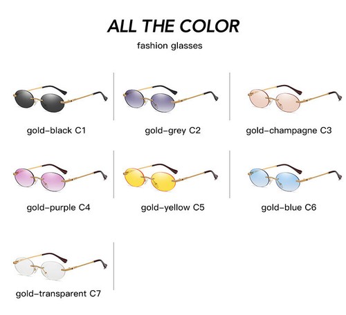 Retro Vintage Stil schmale randlose ovale Brille Designer Luxus getönte Sonnenbrille - Bild 11 von 19