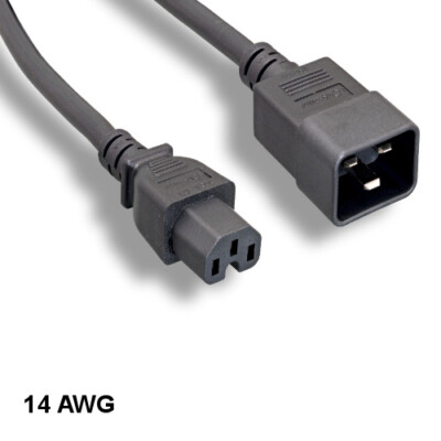 KNTK 1' AC Power Cable IEC60320 C15/C20 14AWG 15A 300V SJT Data Server Network