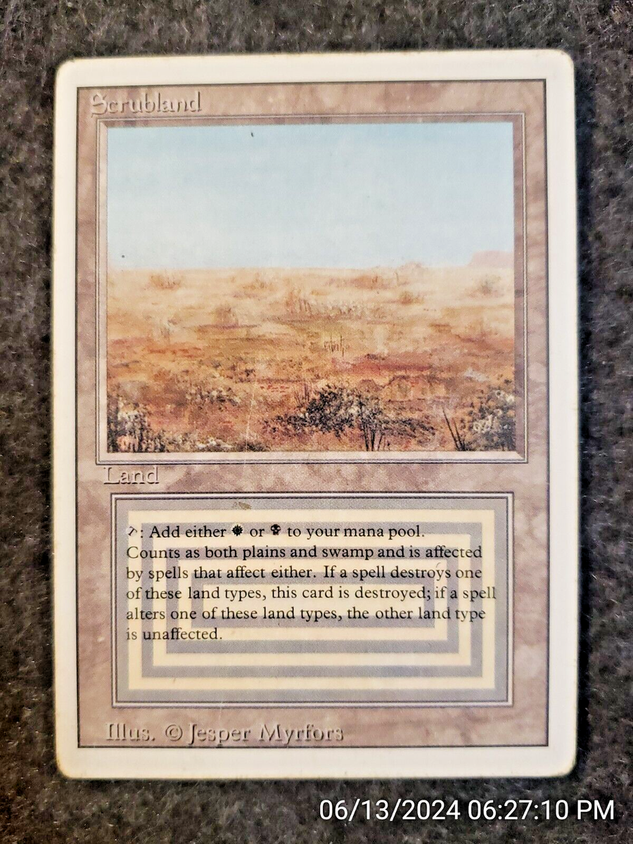 Scrubland Rare MTG 1994 Revised Edition LP DUAL LAND Scrubland Rare MTG 1994 Revised Edition LP DUAL LAND