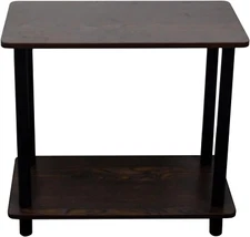 Coffee Table Black Wooden End Table for Couch 2-Tier Wooden Coffee Table