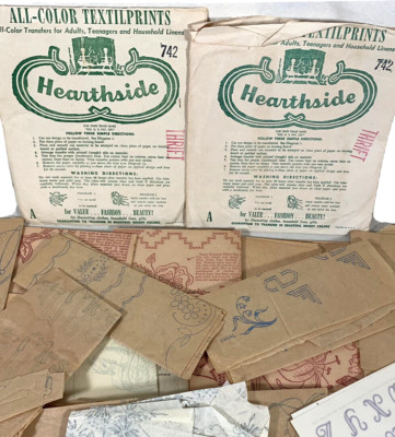 30s 40s 50s vintage embroidery hot iron transfers multiple designs Lot 19 sheets