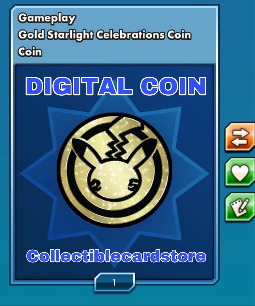Gold Starlight Celebrations Coin Pokemon TCG Online Digital Gameplay Item  PTCGO