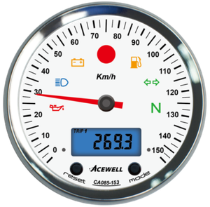 95mm Speedometer 150kmh White Face Digital Tacho Chrome Alloy Bezel And Sleeve Ebay