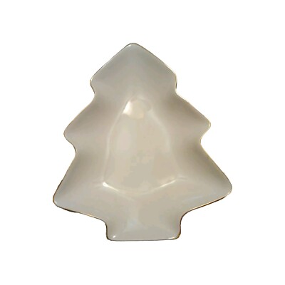 Maxwell & Williams White Christmas Tree With gold Trim Candy dish New