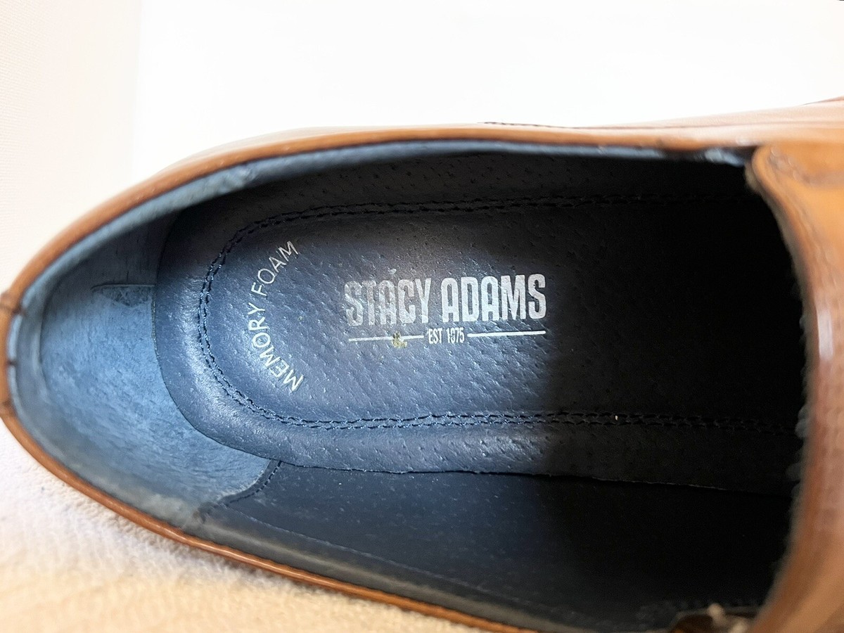Stacy Adams Mens Jace Leather Upper Slip On Cognac Loafer US 