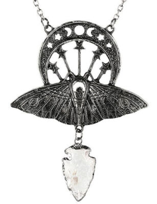 Halskette Stirnschmuck Crystal Moon Moth Silver von Restyle Nugoth Gothic Kette