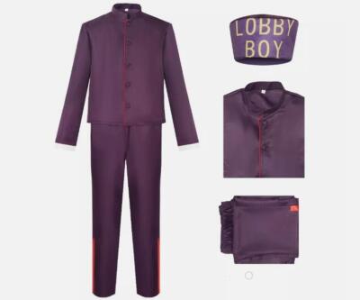 The Grand Budapest Hotel Zero Lobby Cosplay Costume Purpel Coat Pants Hat