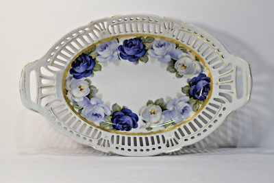 Vintage Porcelain Serving Platter or Fruit Plate Openwork edges.
