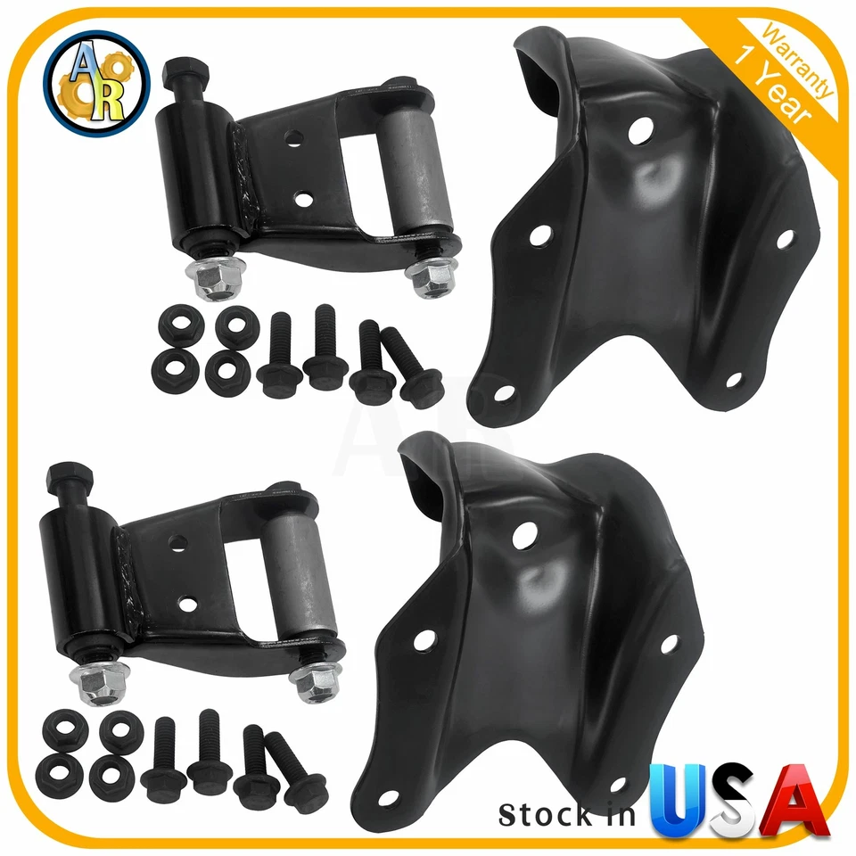 Juego de pares de soportes de grillete de resorte de hoja trasera para 86-07 Ford E-150 Foto 3 de 3