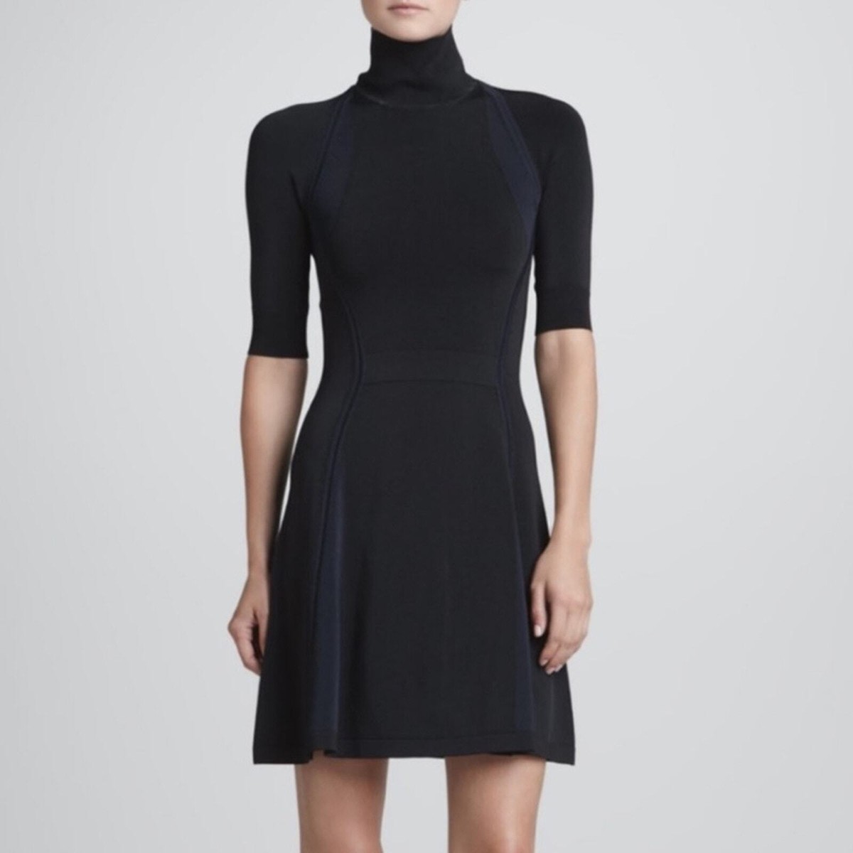 A.L.C. Black Navy Manivet Opem Back Turtleneck Dress Size Small Fit and Flare | eBay A.L.C. Black Navy Manivet Opem Back Turtleneck Dress Size Small Fit and Flare | eBay
