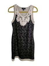 Women's Karen Kane Black And Ivory Lace Sheath Dress SZ S Party Holiday 