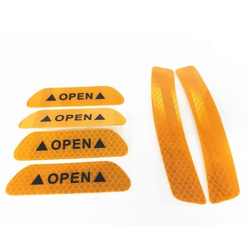 Door Open Reflective Sticker Anti-Collision Yellow Trim For All Model Car 6X HP - Picture 2 of 8
