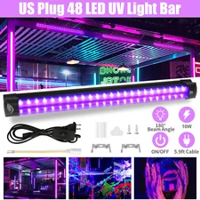 48 LED UV Black Light Bar Fixtures Ultraviolet Lamp Strip US Plug DJ Party Club