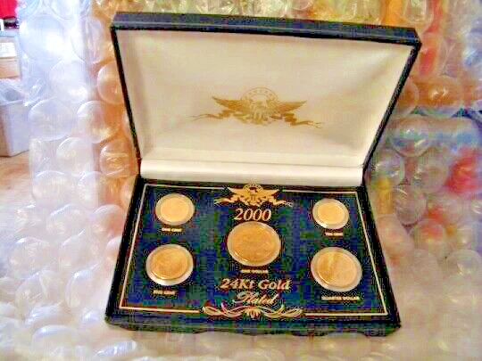 2000 Philadelphia Mint 24kt gold plated 5-Coin set in case .01, .05, .10, .25, 1 - Image 4 of 4