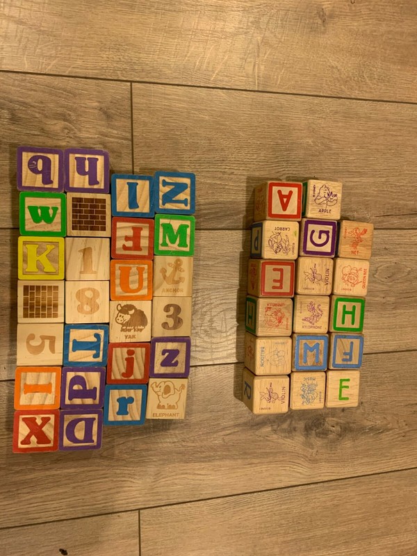 43 pcs wooden alphabet block  complete set and extra 