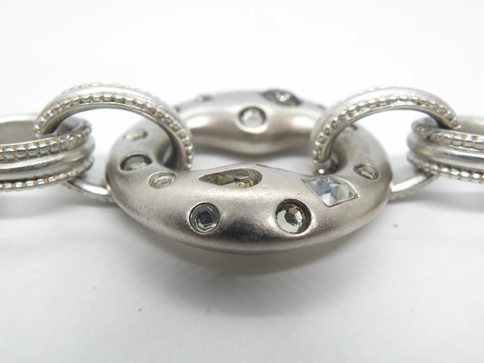 Brazalete Chico's Firmado Translúcido Marrón Resina Cristal Plata Grueso Joyería Foto 4 de 4