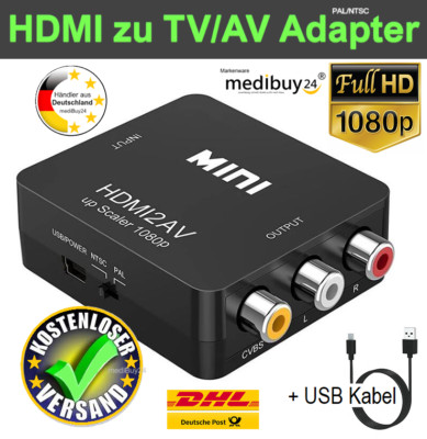 HDMI zu AV TV Adapter HDMI 2 AV Converter @ Full HD 1080P 4K Audio Video PS3 4  