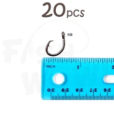20pcs Size 1/0 Fish WOW!® Fishing 4x strong Offset circle hook Short Shank @US