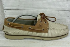 Men's Sperry Top-Sider 10.5 M Ivory With Brown Trim Two-Eyed Deck Boat Shoes