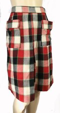 Vintage 50s 60s Tartan Plaid Wool Handmade Pockets Rockabilly Straight Skirt S