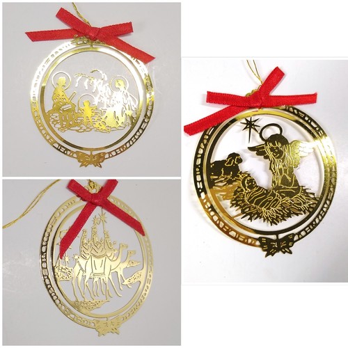 Lote 12 Adornos De Colección Nuevos Oro Perforado Metal Jesús Ángel Belén Reyes Magos 2" - Imagen 8 de 12