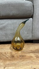 Blenko Amber Green Glass Squash Gourd