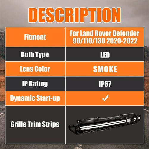 Tira de moldura de rejilla LED luz delantera para Land Rover Defender 90 110 130 2020-2024 - Imagen 7 de 17