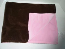 Kidsline Pink & Brown Soft Minky Plush Baby Blanket 
