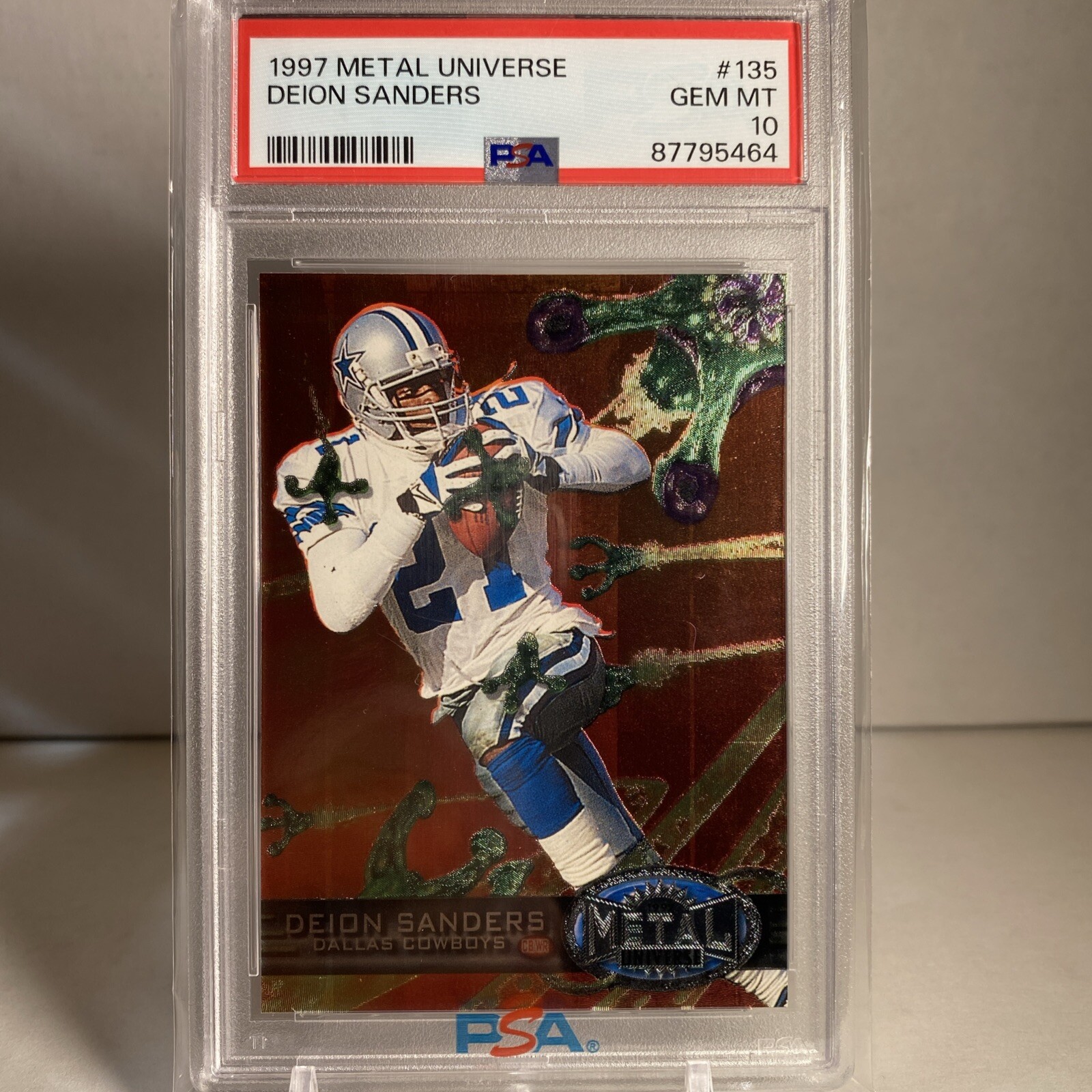 1997 Skybox Metal Universe Deion Sanders 135 GEM MT PSA 10 Dallas