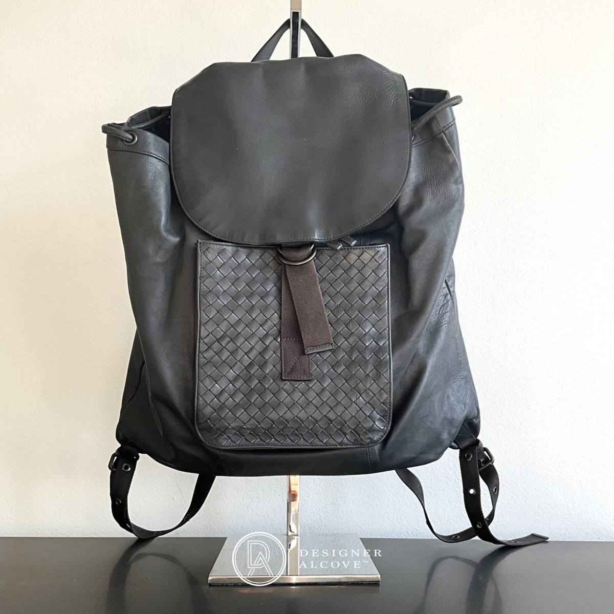 Bottega Veneta Men Designer Bookbag Bottega Veneta Drawstring Flap