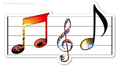 Music Notes Graffiti Galaxy Beach Sunset Car Truck Bumper Vinyl